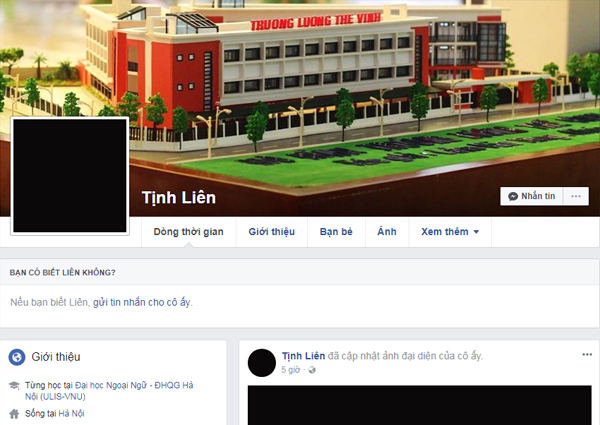 Tài khoản Facebook của người thân và học sinh trường Lương Thế Vinh đều để màu đen
